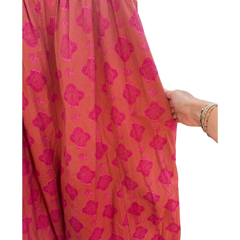 Free People Katya Printed One Piece  - 100% Cotton Wide Leg Jumpsuit - Size M - Picture 8 of 10
